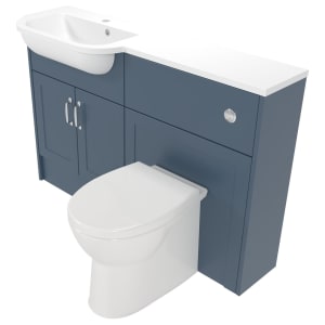 Deccado Padworth Juniper Blue 1200mm Slimline Fitted Vanity & Toilet Pan Unit Combination with Basin