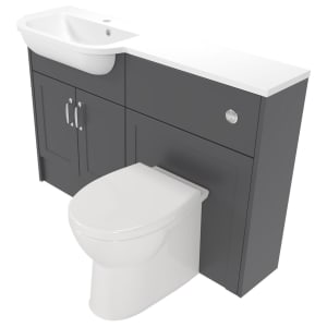 Deccado Padworth Charcoal Grey 1200mm Slimline Fitted Vanity & Toilet Pan Unit Combination with Basin