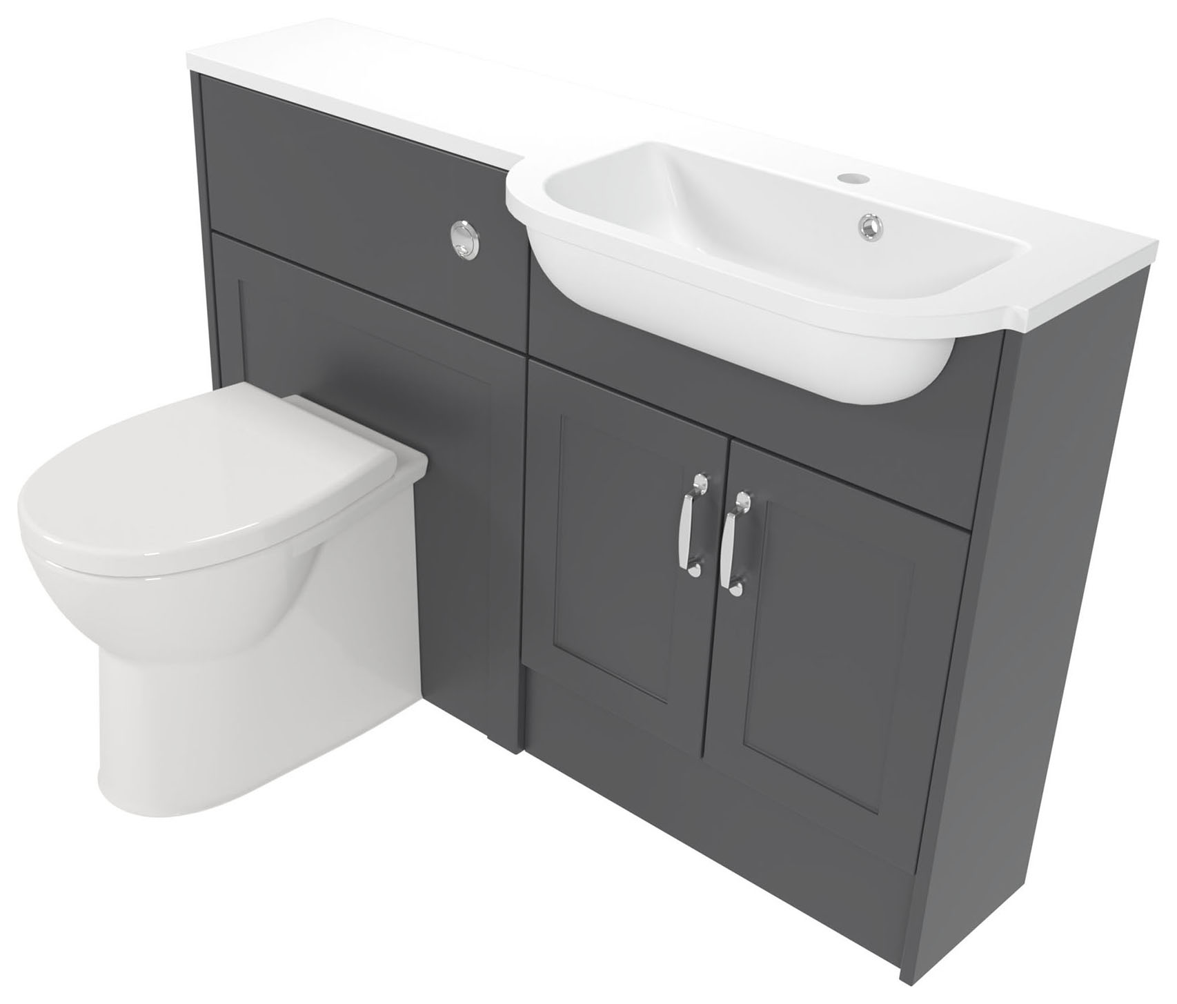 Deccado Padworth Charcoal Grey Right Hand 1200mm Slimline Fitted Vanity & Toilet Pan Unit Combination with Right Hand Basin