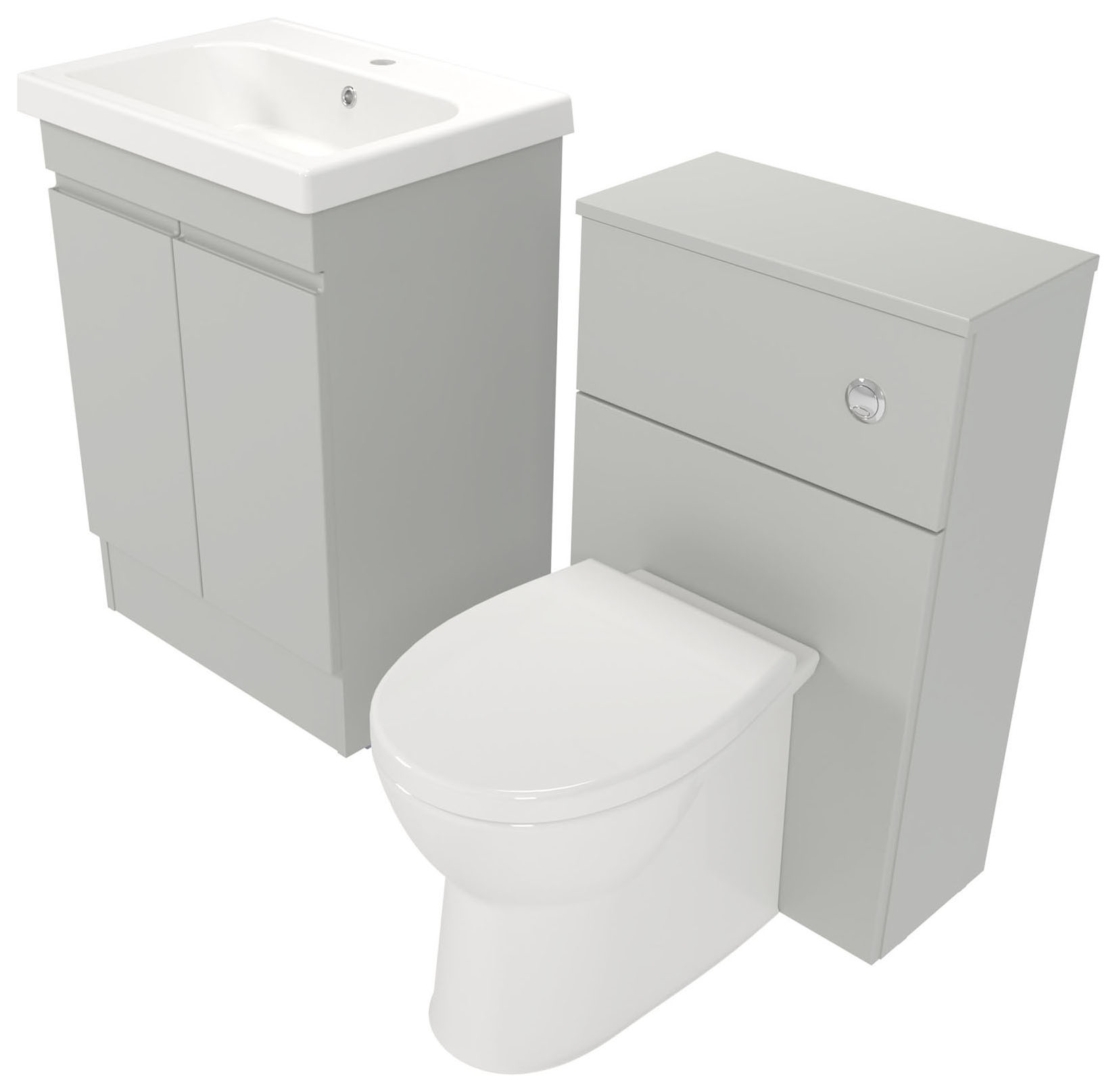 Deccado Clifton Whisper Grey 600mm Freestanding Vanity & 500mm Toilet Pan Unit with Basin Modular Combination