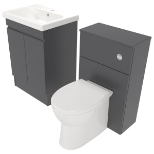 Deccado Clifton Charcoal Grey 600mm Freestanding Vanity & 500mm Toilet Pan Unit with Basin Modular Combination