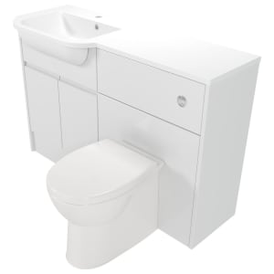 Deccado Clifton Bright White 1200mm Fitted Vanity & Toilet Pan Unit Combination with Basin