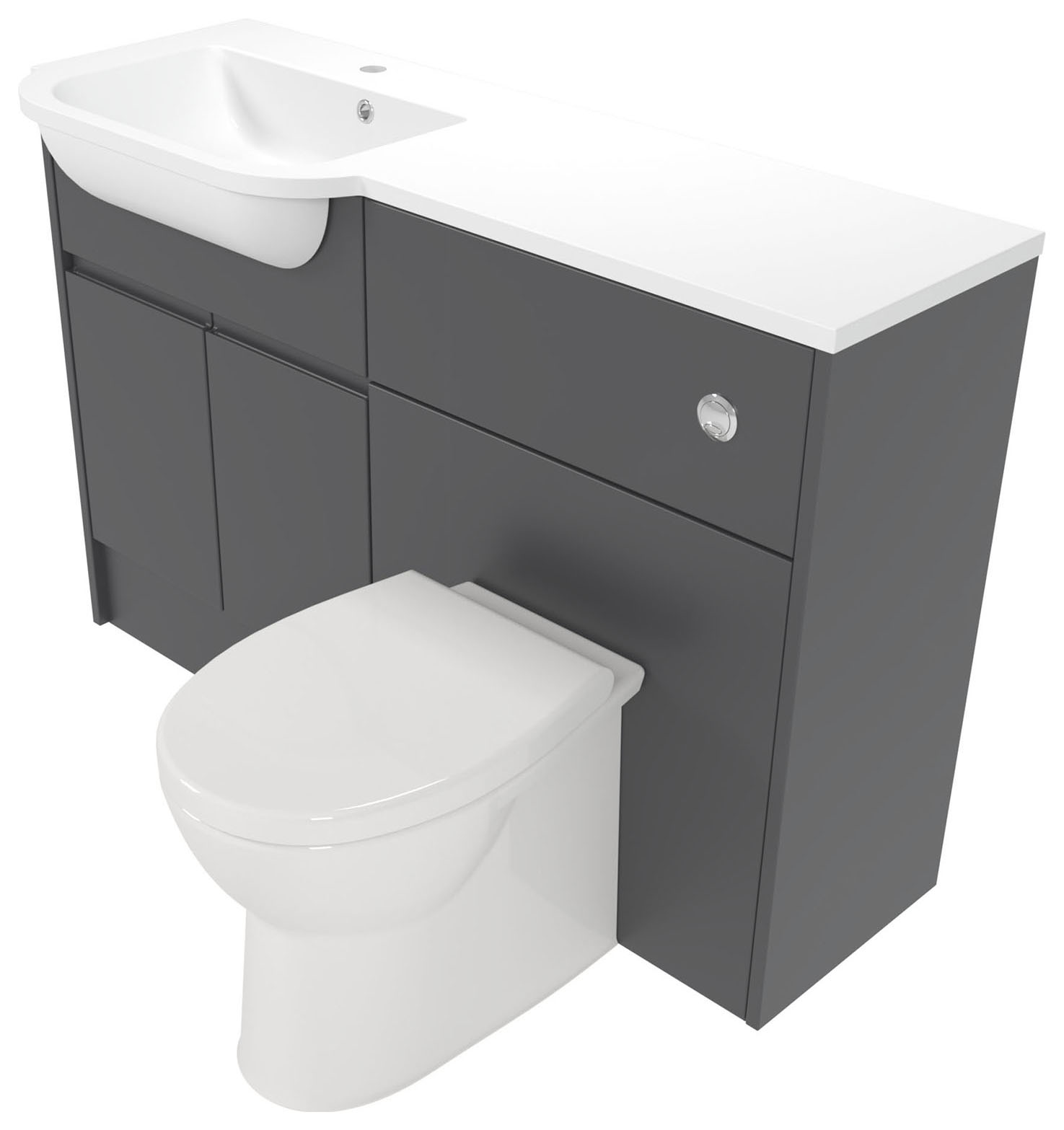 Deccado Clifton Charcoal Grey Left Hand 1200mm Fitted Vanity & Toilet Pan Unit Combination with Left Hand Basin