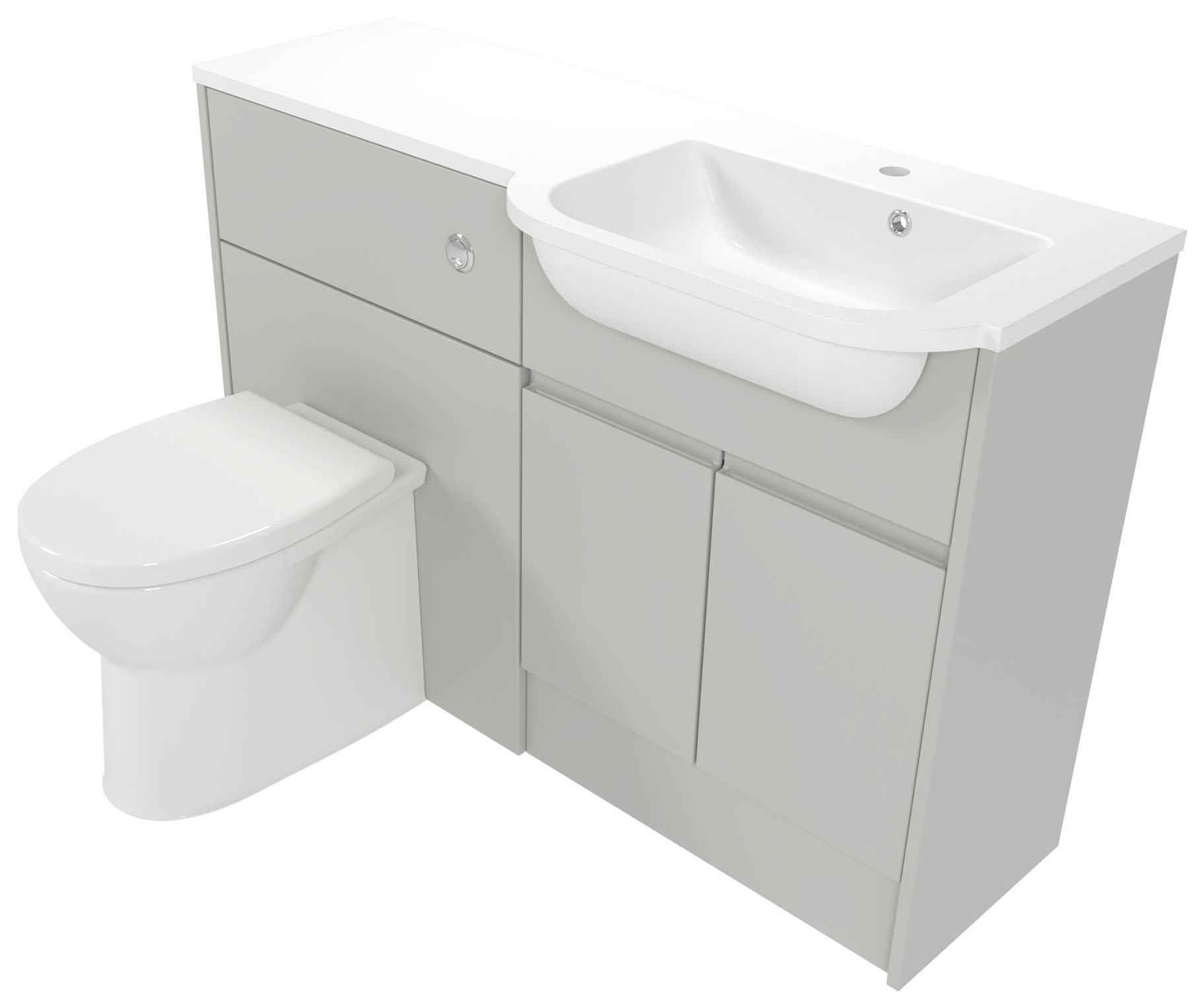 Deccado Clifton Whisper Grey Right Hand 1200mm Fitted Vanity & Toilet Pan Unit Combination with Right Hand Basin