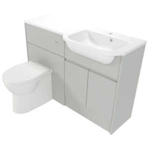 Deccado Clifton Whisper Grey 1200mm Fitted Vanity & Toilet Pan Unit Combination with Basin