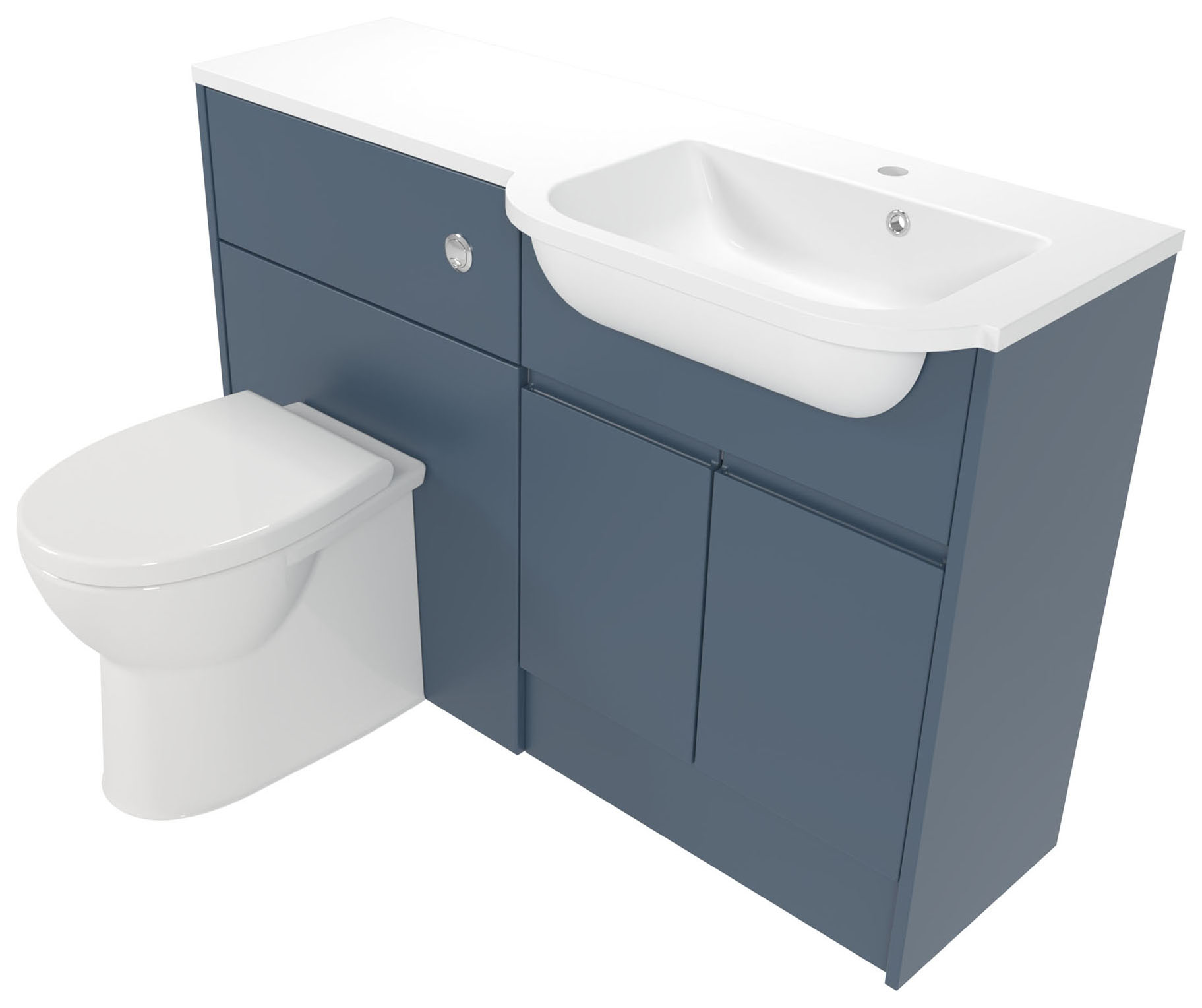 Deccado Clifton Juniper Blue Right Hand 1200mm Fitted Vanity & Toilet Pan Unit Combination with Right Hand Basin