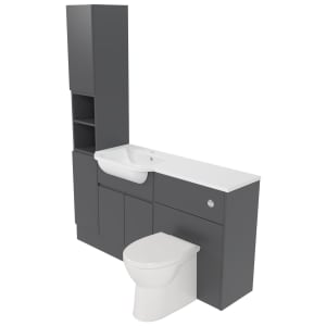 Deccado Clifton Charcoal Grey 1500mm Fitted Tower, Vanity & Toilet Pan Unit Combination with Basin