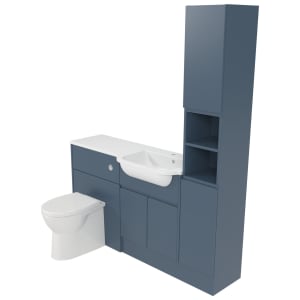 Deccado Clifton Juniper Blue 1500mm Fitted Tower, Vanity & Toilet Pan Unit Combination with Basin