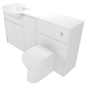 Deccado Clifton Bright White 1500mm Fitted Vanity & Toilet Pan Unit Combination with Basin