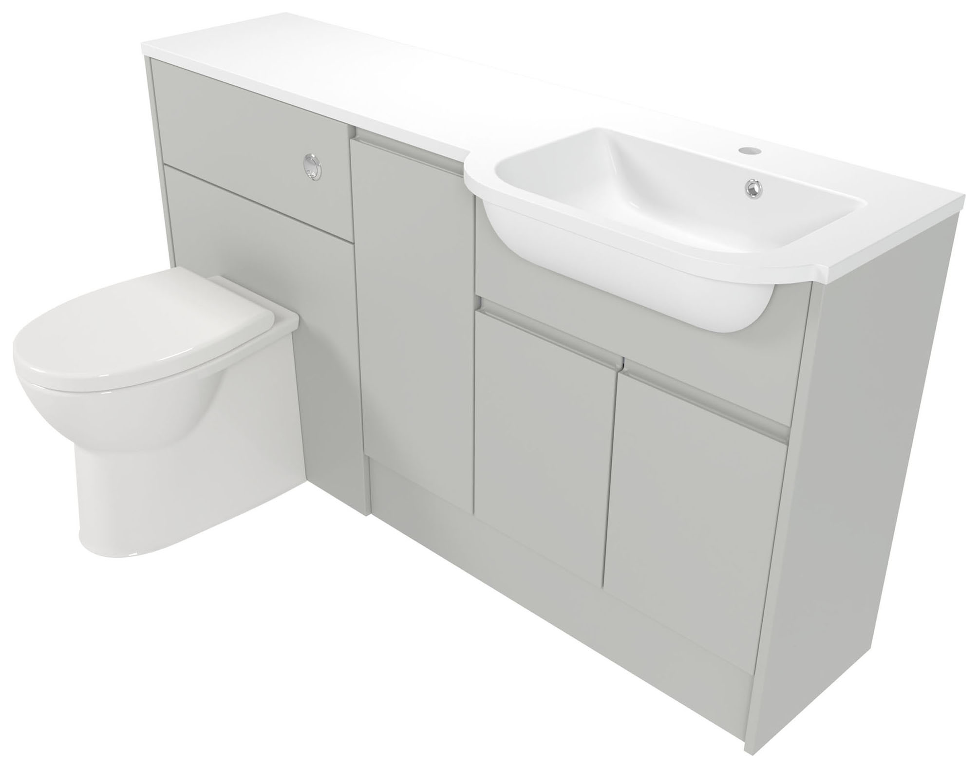 Deccado Clifton Whisper Grey Right Hand 1500mm Fitted Vanity & Toilet Pan Unit Combination with Right Hand Basin