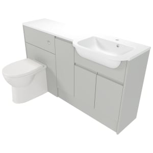 Deccado Clifton Whisper Grey 1500mm Fitted Vanity & Toilet Pan Unit Combination with Basin