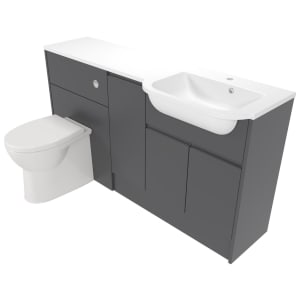 Deccado Clifton Charcoal Grey 1500mm Fitted Vanity & Toilet Pan Unit Combination with Basin
