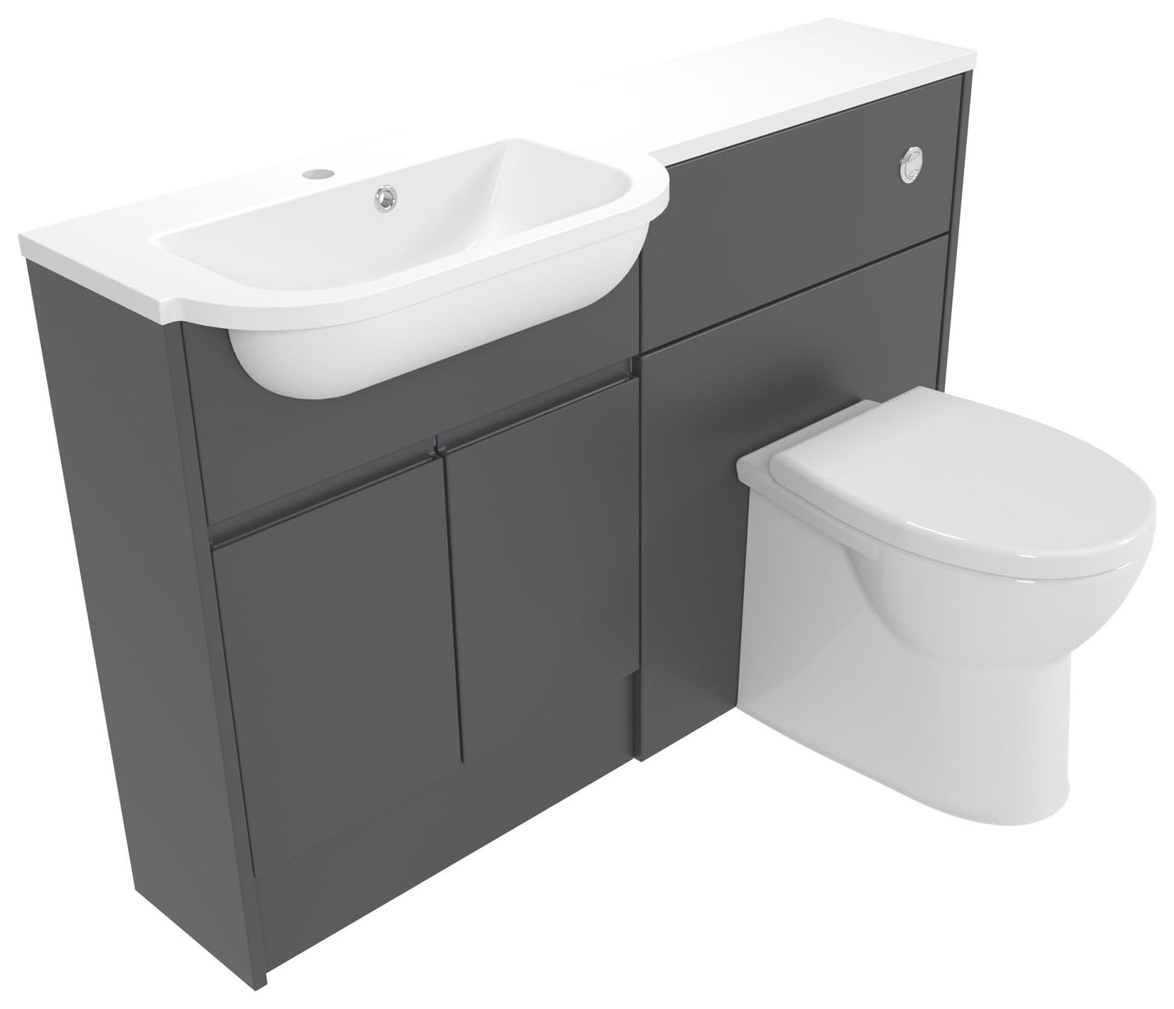 Deccado Clifton Charcoal Grey Left Hand 1200mm Slimline Fitted Vanity & Toilet Pan Unit Combination with Left Hand Basin
