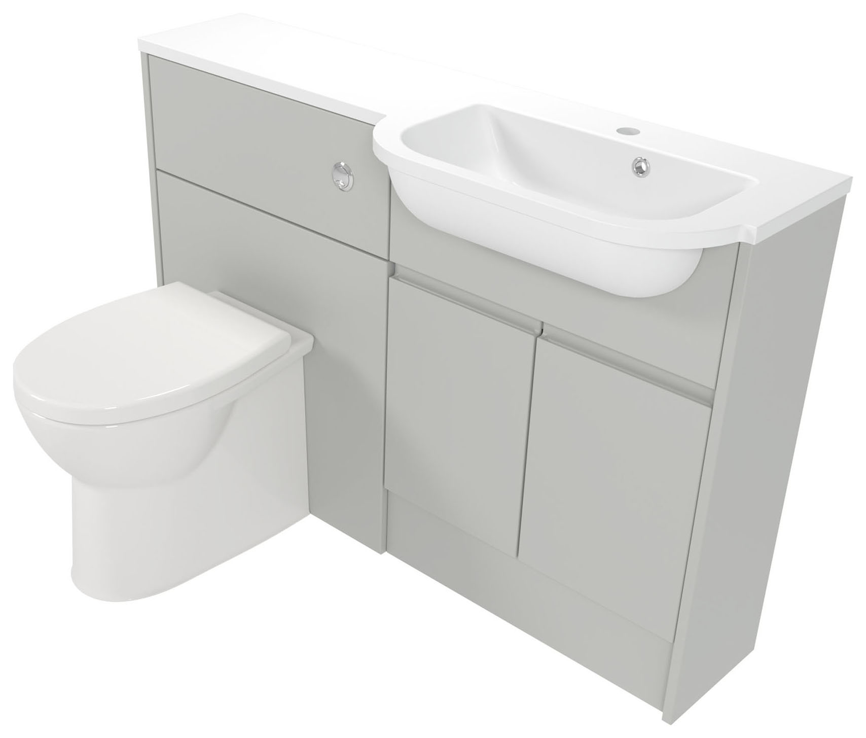 Deccado Clifton Whisper Grey 1200mm Slimline Fitted Vanity & Toilet Pan Unit Combination with Basin