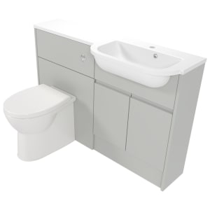 Deccado Clifton Whisper Grey 1200mm Slimline Fitted Vanity & Toilet Pan Unit Combination with Basin
