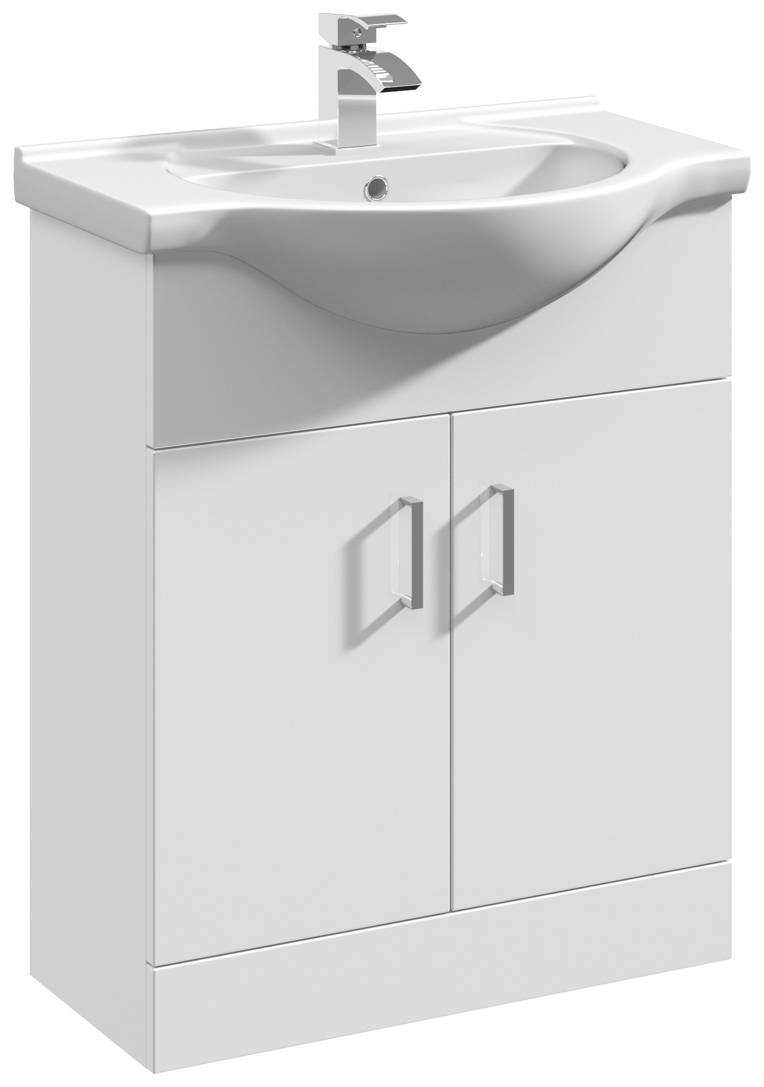 Nuie Mayford White Gloss Vanity Unit & Round Basin - 836 x 650mm