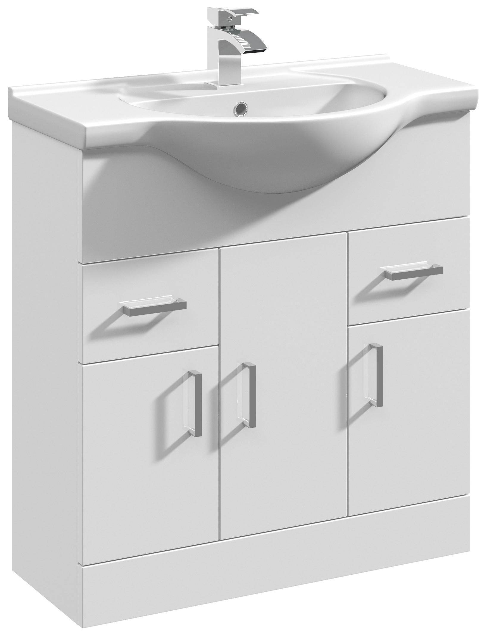 Nuie Mayford White Gloss Vanity Unit & Round Basin - 836 x 755mm