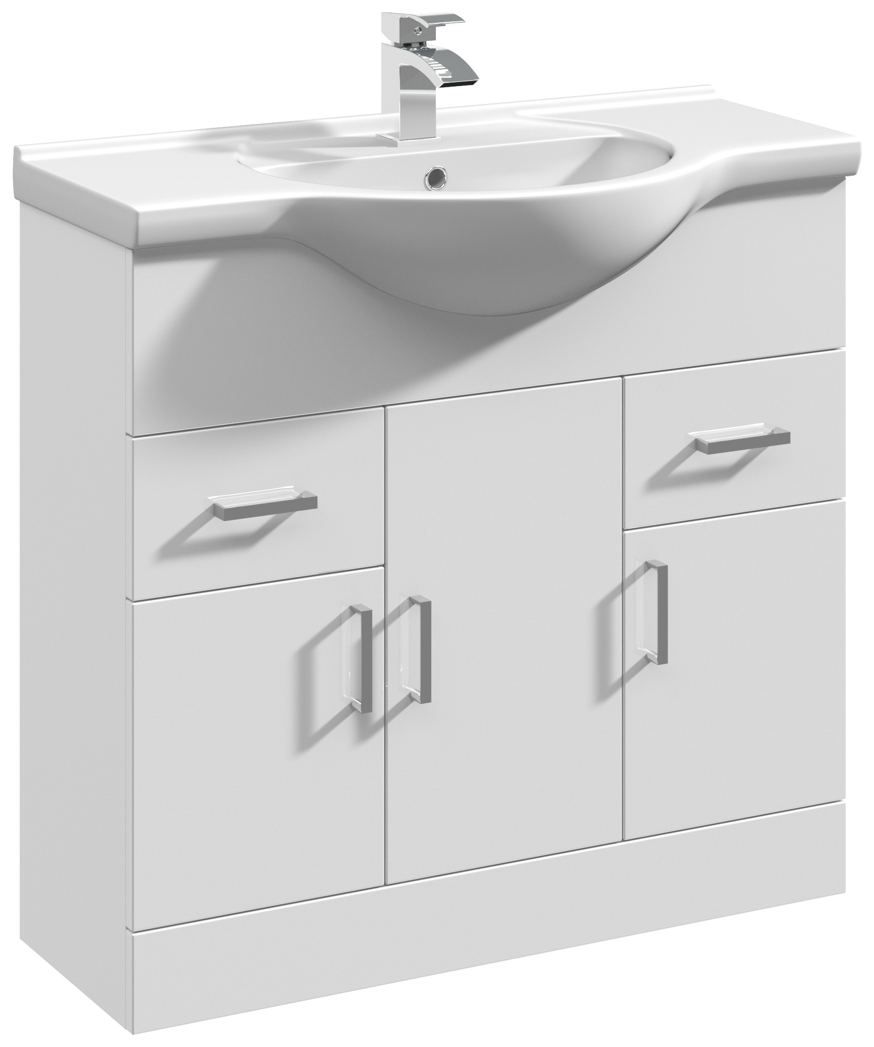 Nuie Mayford White Gloss Vanity Unit & Round Basin - 836 x 860mm