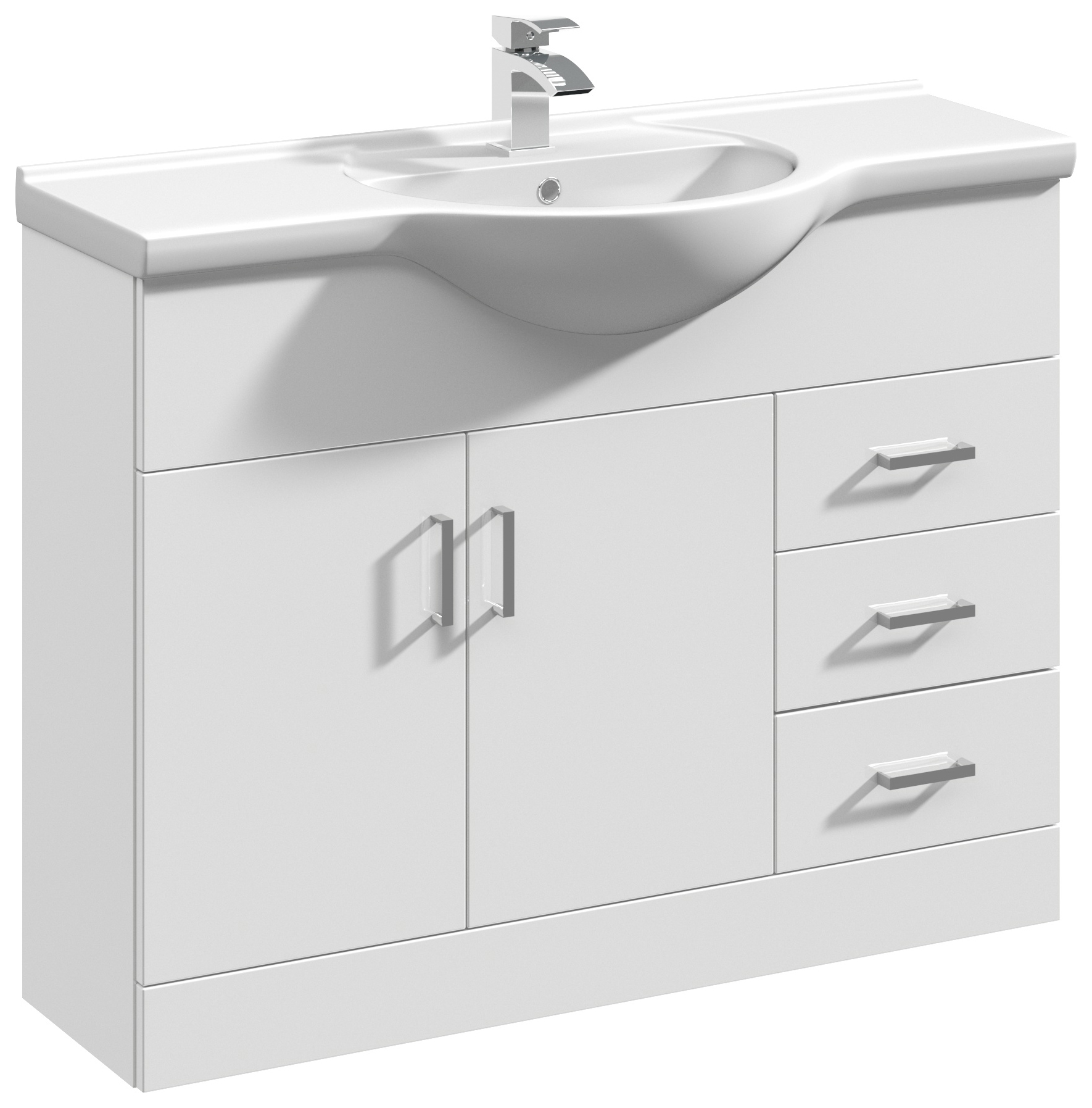 Nuie Mayford White Gloss Vanity Unit & Round Basin - 836 x 1060mm