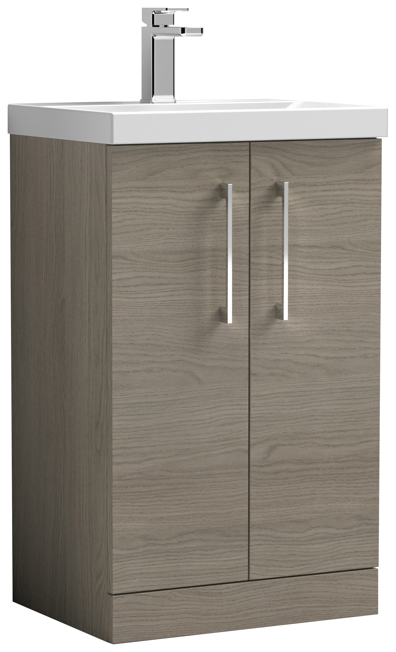 Nuie Arno Solace Oak 2 Door Vanity Unit & Basin - 840 x 510mm