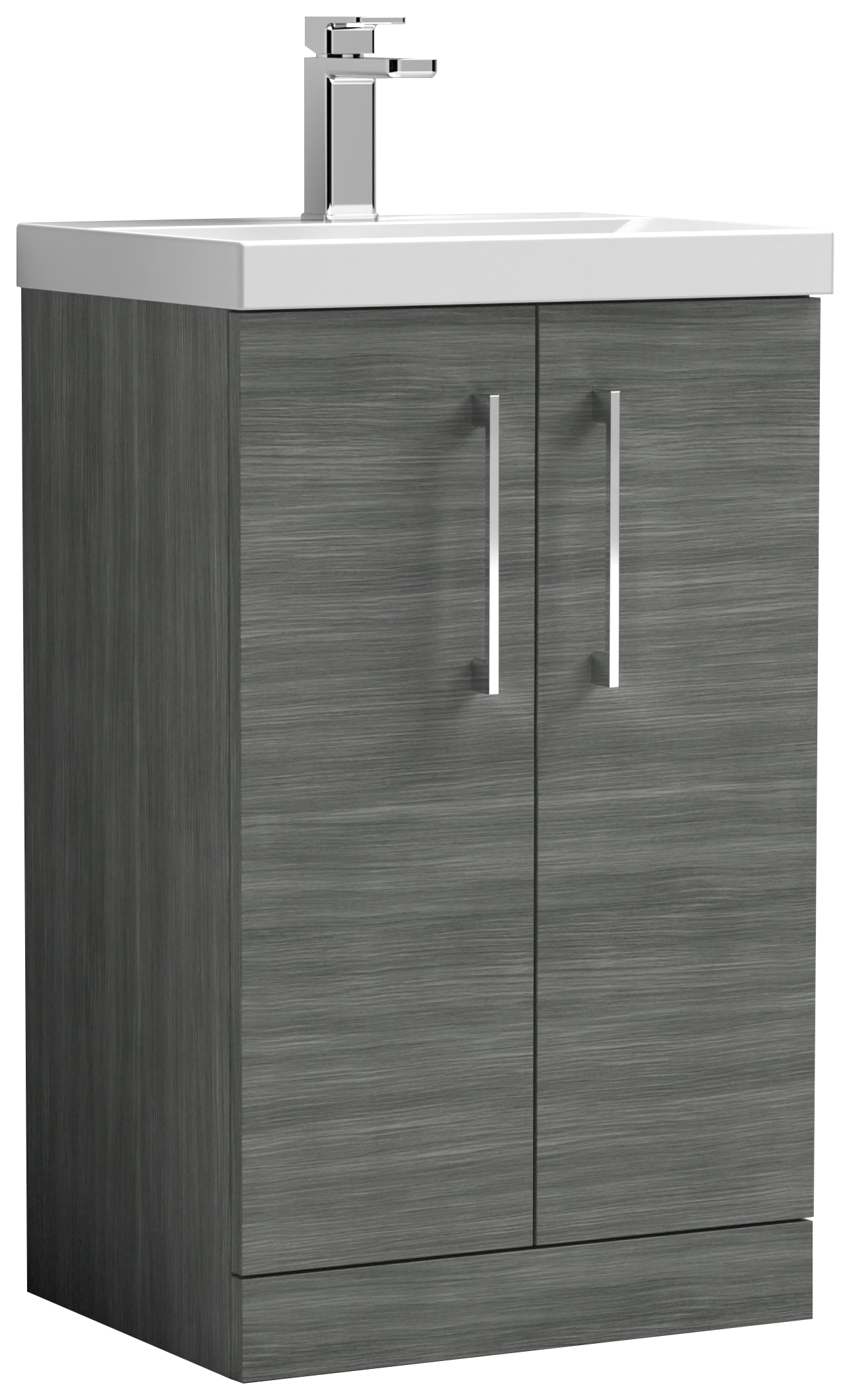 Nuie Arno Anthracite Woodgrain 2 Door Freestanding Vanity Unit & Basin