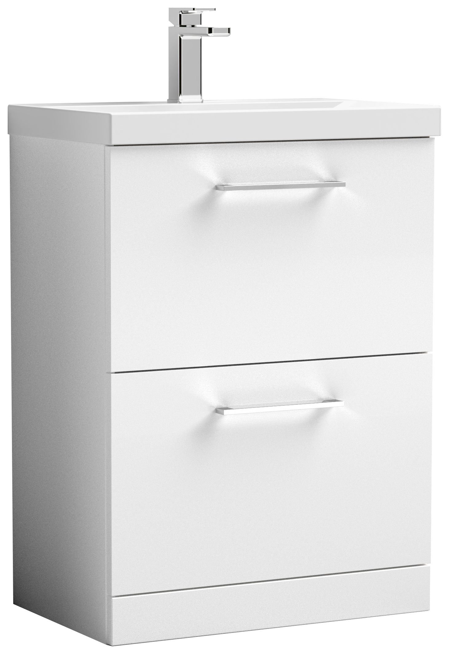 Nuie Arno White 2 Drawer Vanity Unit & Basin - 840 x 610mm