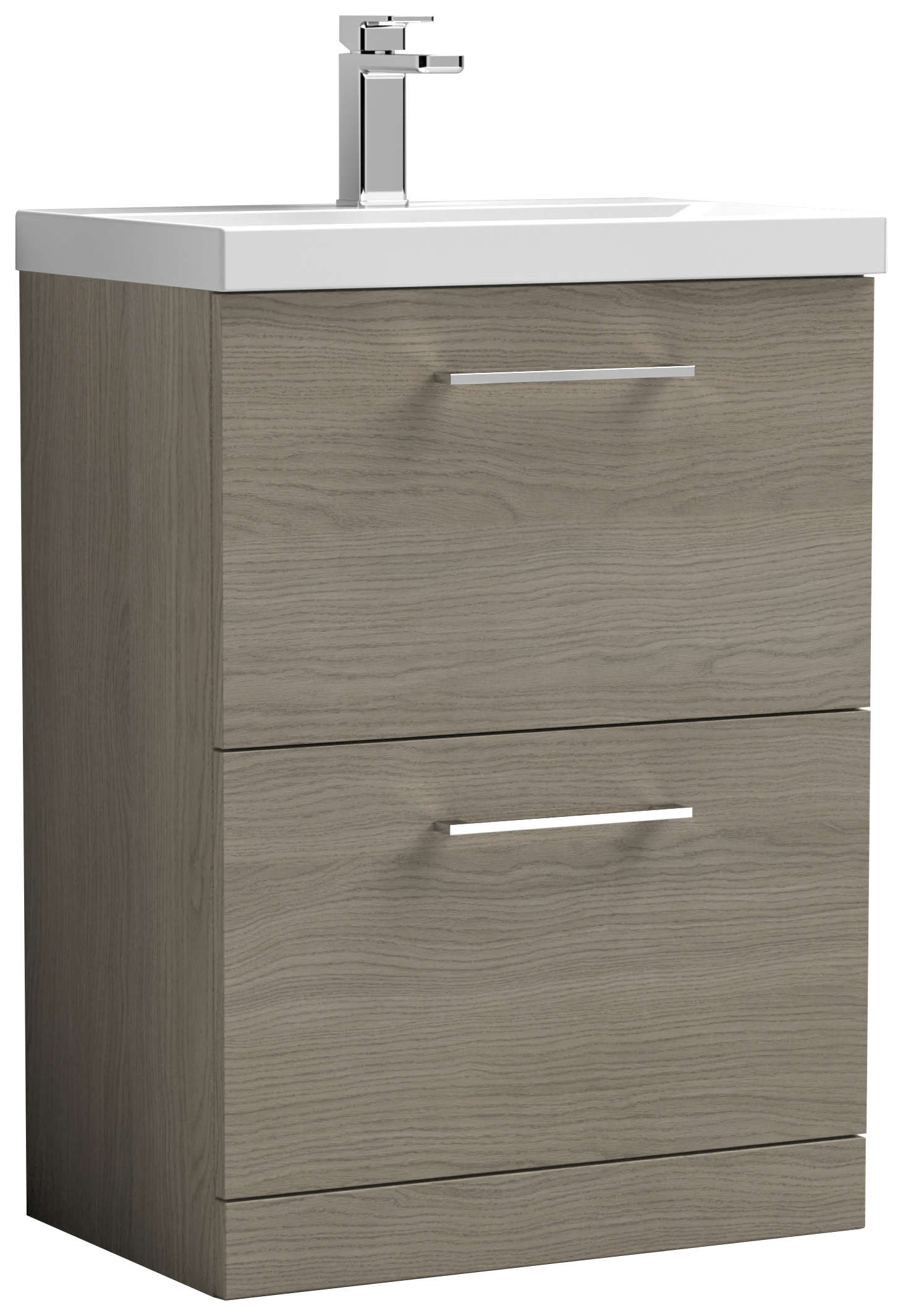 Nuie Arno Solace Oak 2 Drawer Vanity Unit & Basin - 840 x 610mm