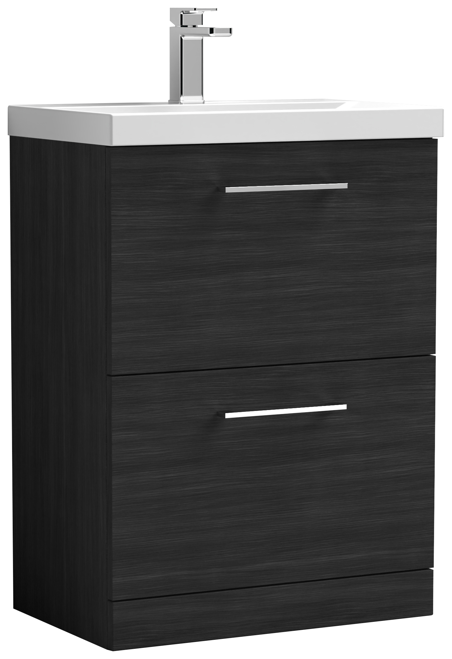 Nuie Arno Charcoal Black 2 Drawer Vanity Unit & Basin - 840 x 610mm