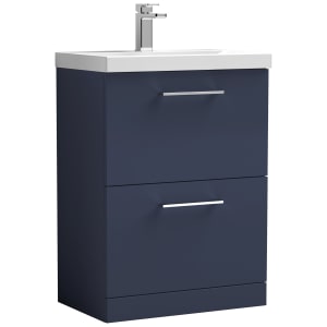 Nuie Arno Midnight Blue 2 Drawer Vanity Unit & Basin - 840 x 610mm