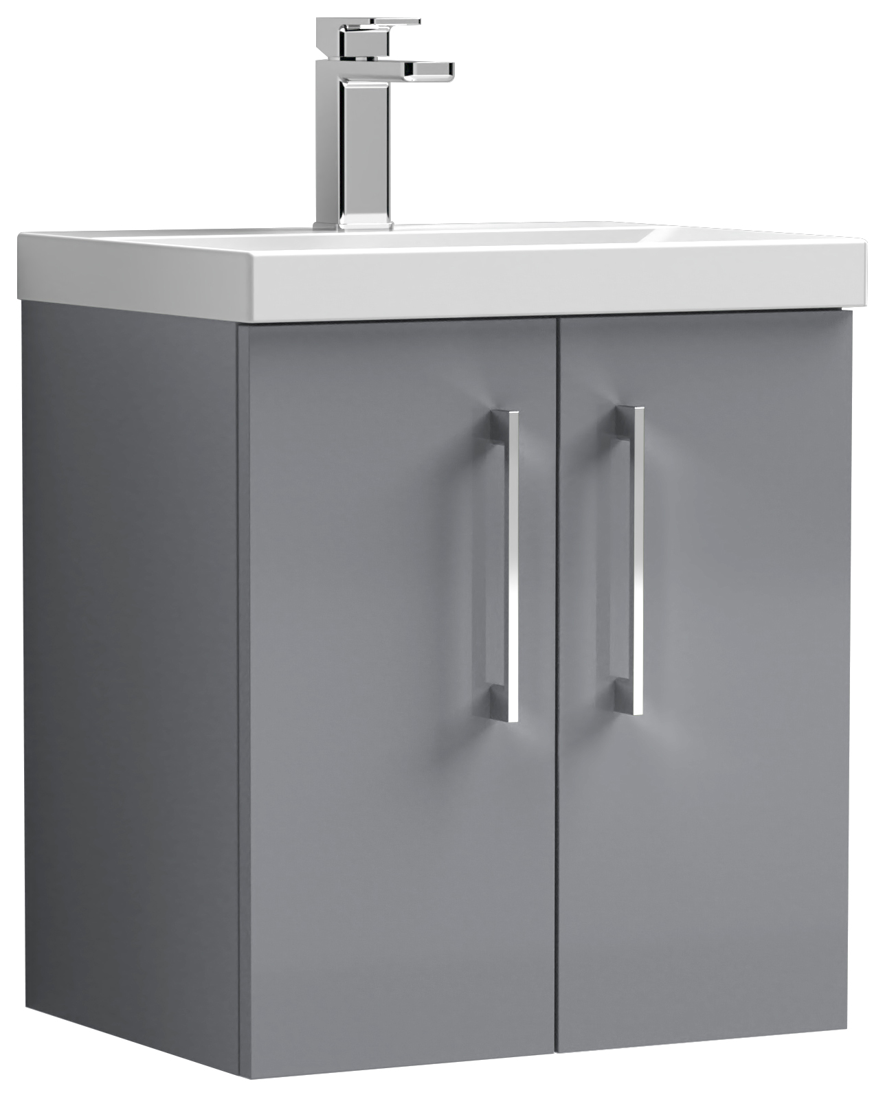 Nuie Arno Grey Wall Hung 2 Door Vanity Unit & Basin