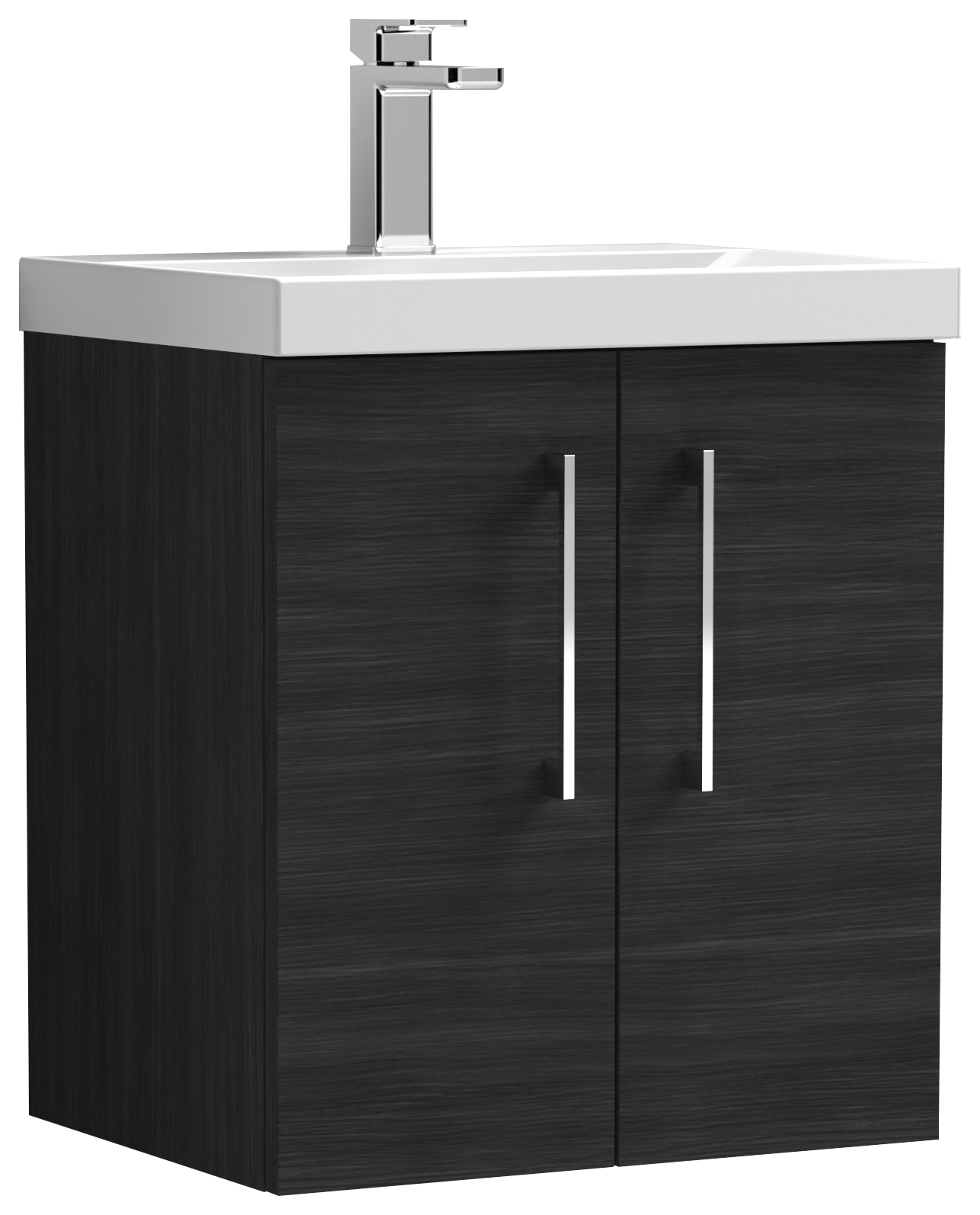 Nuie Arno Charcoal Black Wall Hung 2 Door Vanity Unit & Basin - 579 x 510mm