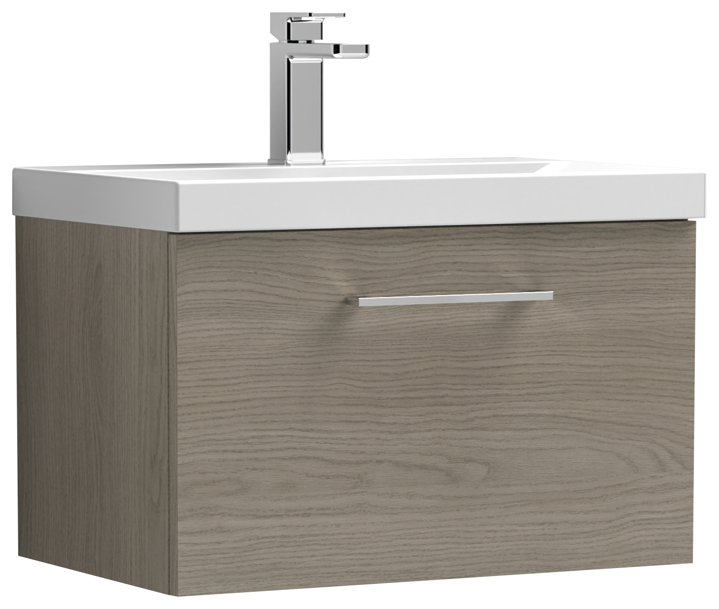 Nuie Arno Solace Oak Wall Hung 1 Drawer Vanity Unit & Basin - 390 x 610mm