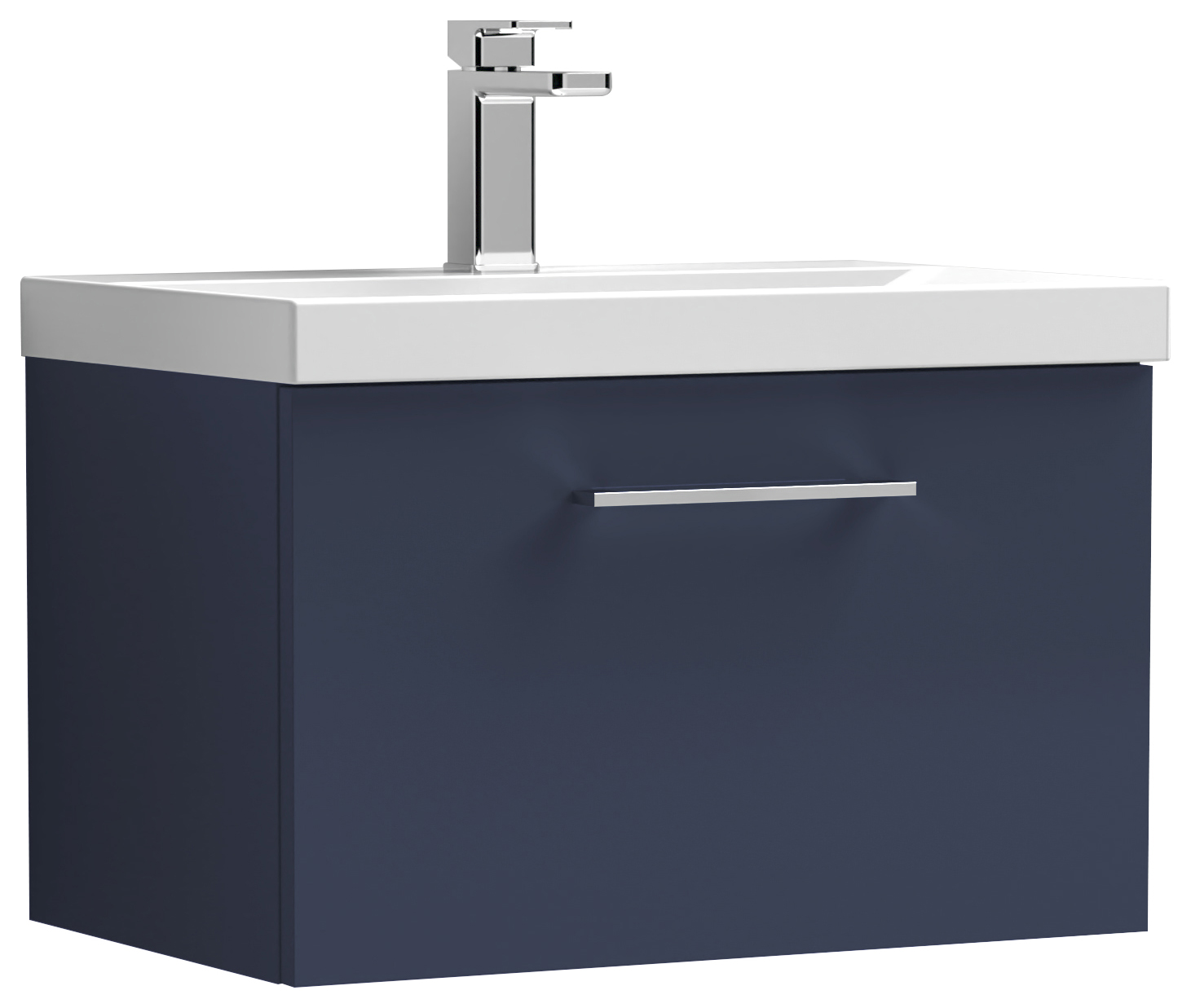Nuie Arno Electric Blue Wall Hung 1 Drawer Vanity Unit & Basin - 390 x 610mm
