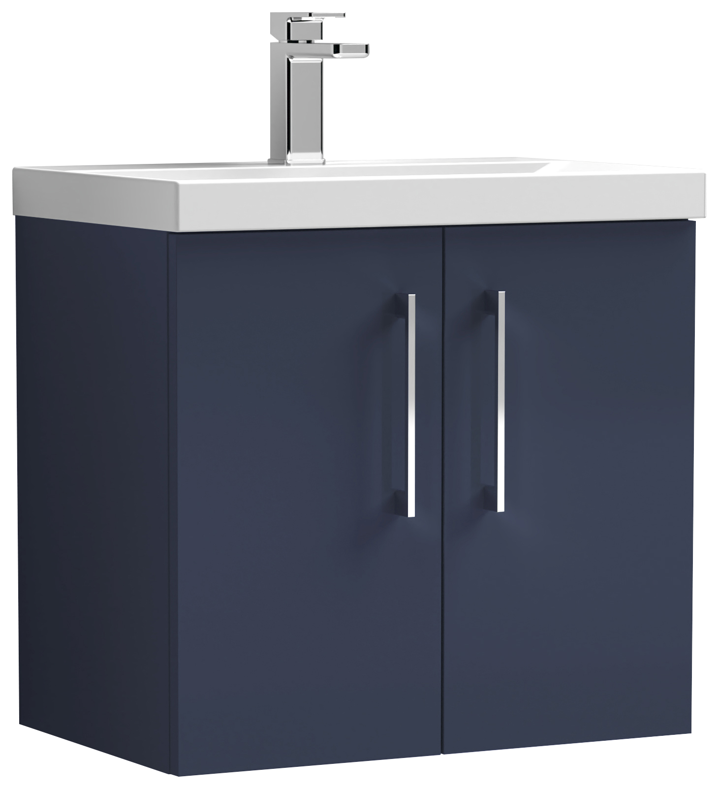 Nuie Electric Blue Wall Hung 2 Door Vanity Unit & Basin - 579 x 610mm