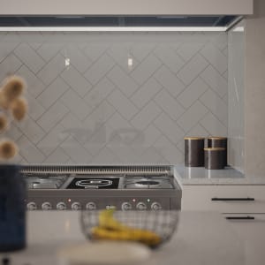 Wickes Cosmopolitan Light Grey Ceramic Wall Tile - 200 x 100mm