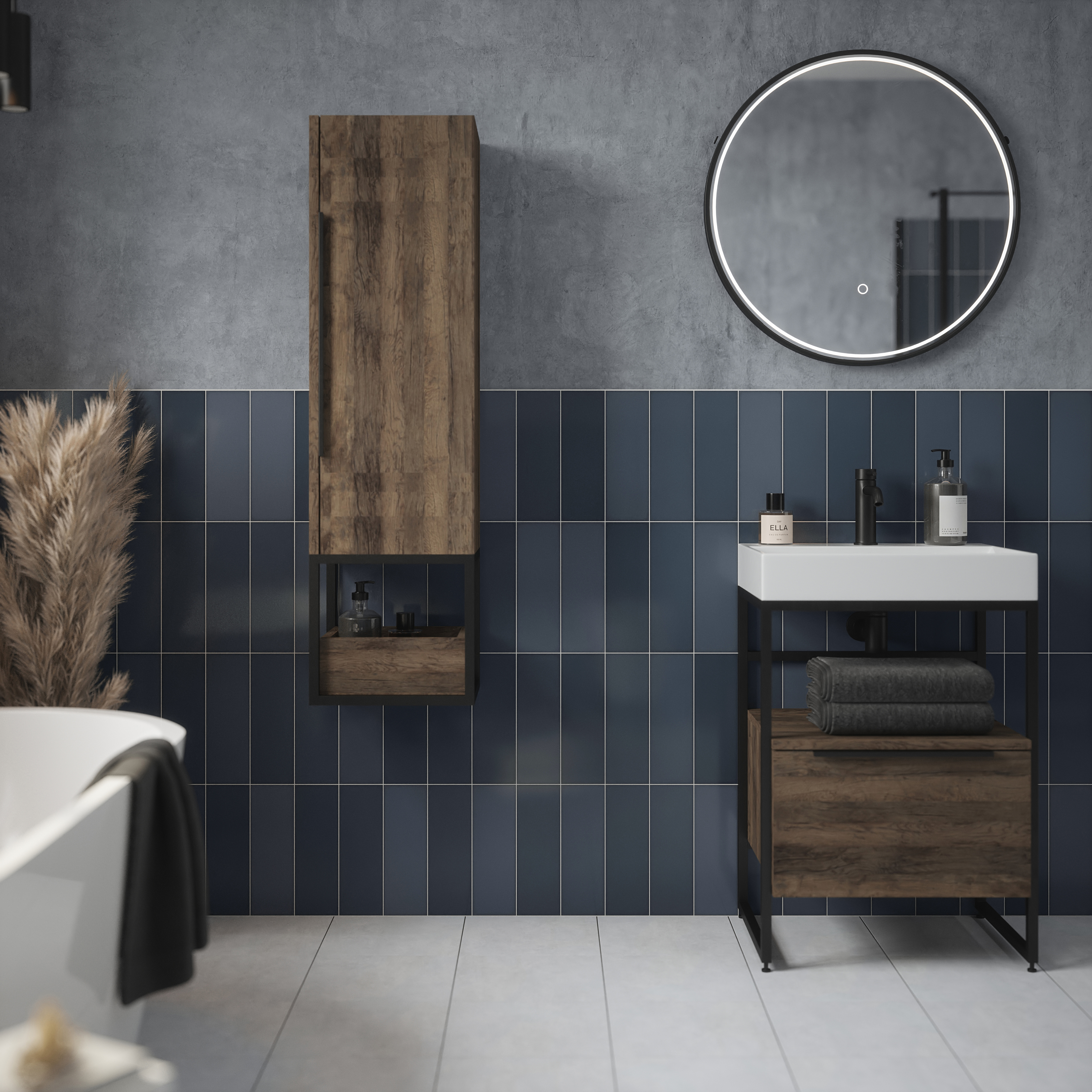 Wickes Soho Slate Grey Ceramic Wall Tile - 300 x 100mm - Pack of 34