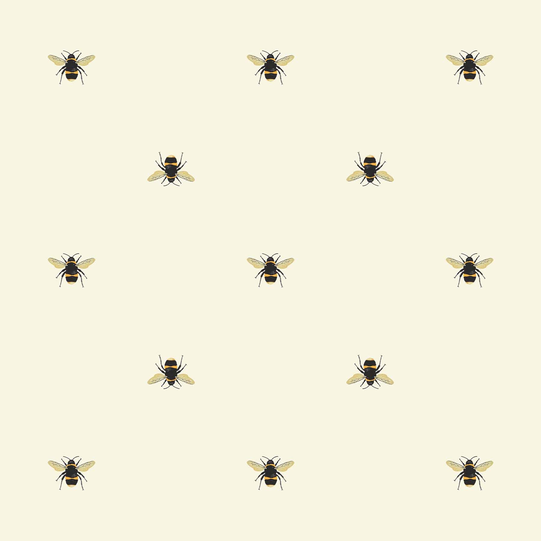 Joules Botanical Bee Crme Wallpaper - 10m x 52cm
