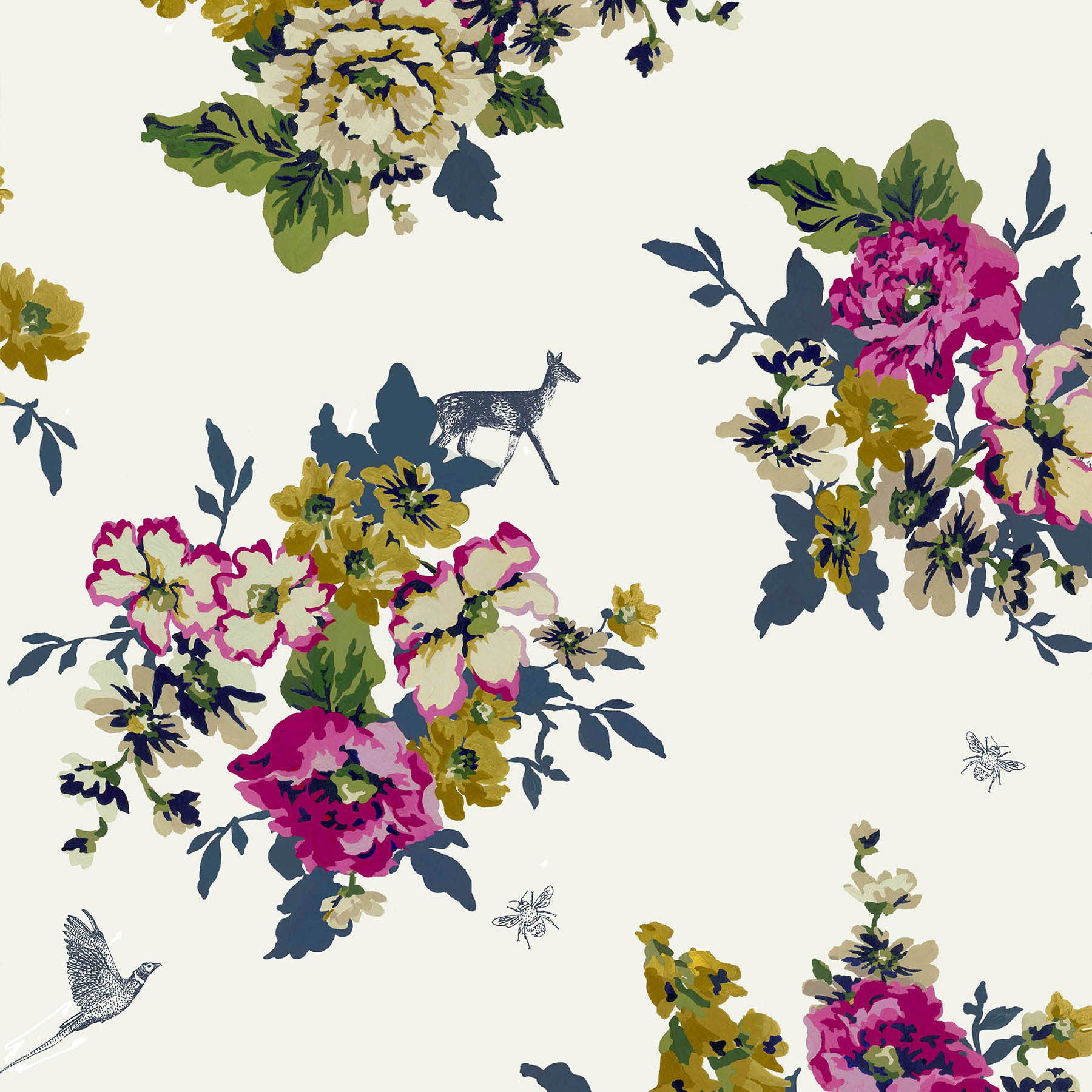 Joules Floral Crème Wallpaper - 10m x 52cm