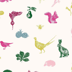 Joules Etched Woodland Crme Wallpaper - 10m x 52cm
