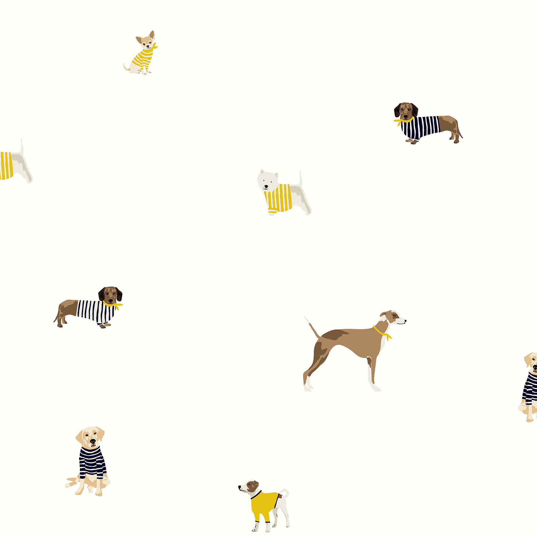 Joules Harbour Dogs Crème Wallpaper - 10m x 52cm