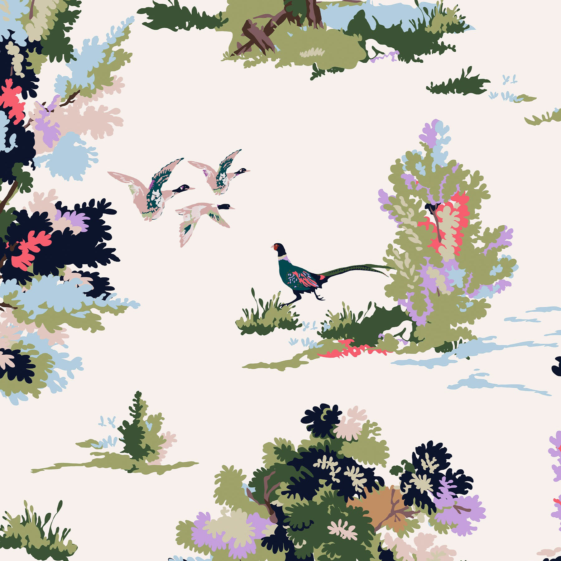 Joules Woodland Scene Dawn Grey Wallpaper - 10m x 52cm