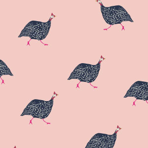 Joules Guinea Fowl Blush Pink Wallpaper - 10m x 52cm
