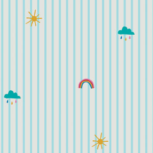 Joules Whatever the Weather Icons Haze Blue Wallpaper - 10m x 52cm