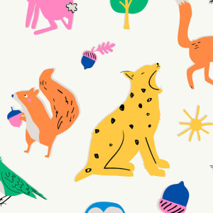 Joules Country Critters Heroes White/Rainbow Wallpaper - 10m x 52cm