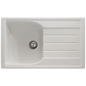 Abode Oriel 1 Bowl Composite Granite Sink - Frost White
