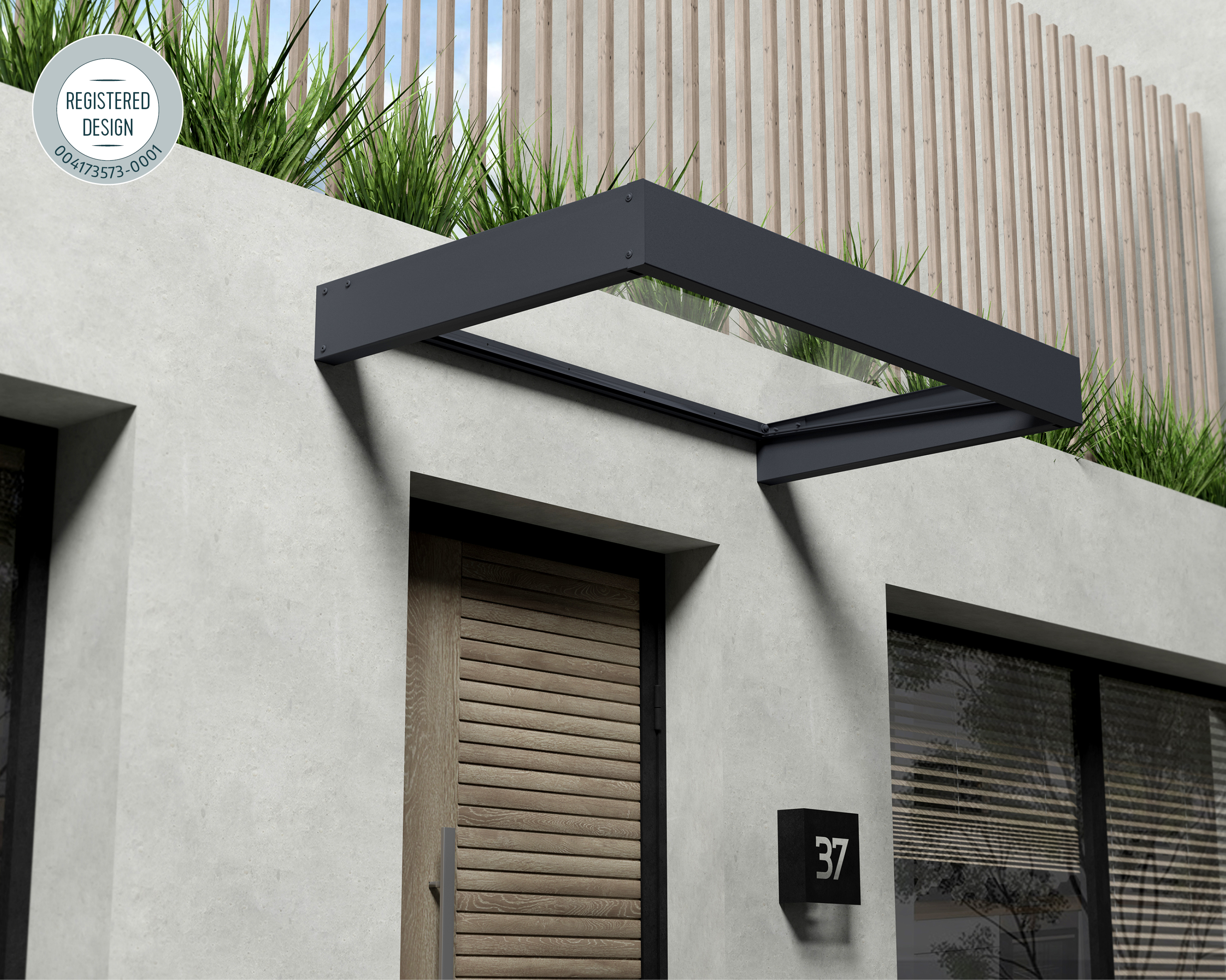 Palram Sophia Grey Door Canopy - 950 x 1600mm