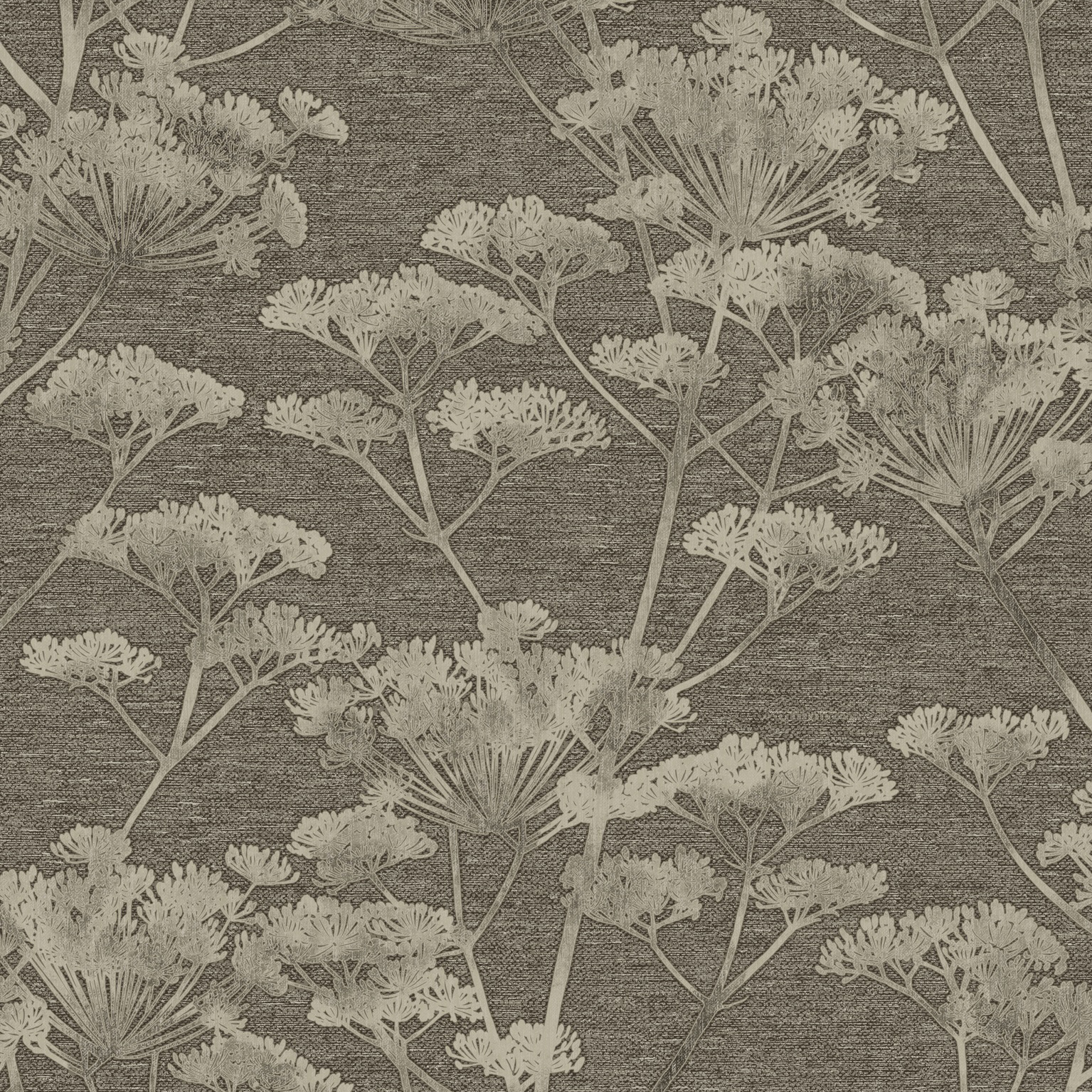 Boutique Serene Seedhead Taupe & Gold Wallpaper - 10m x 52cm