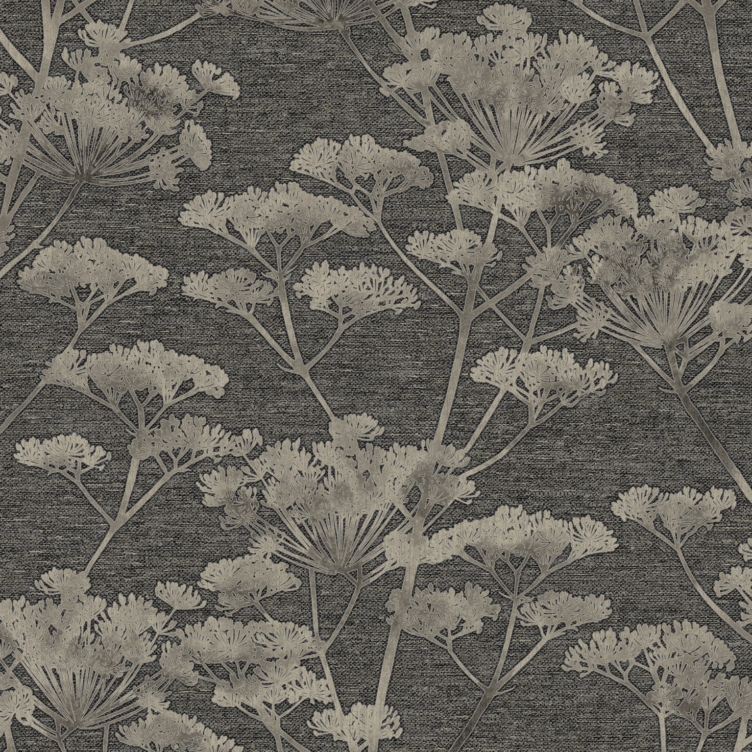 Boutique Serene Seedhead Black & Gold Wallpaper - 10m x 52cm