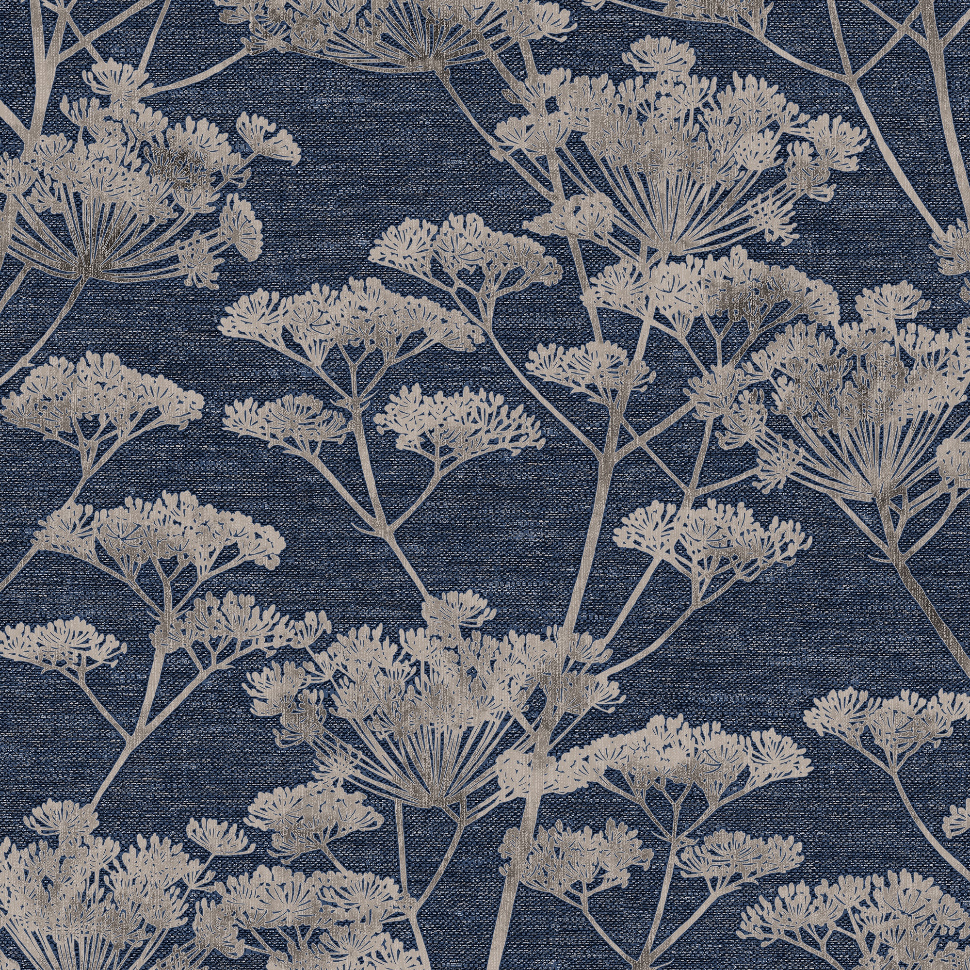 Boutique Serene Seedhead Sapphire Wallpaper - 10m x 52cm