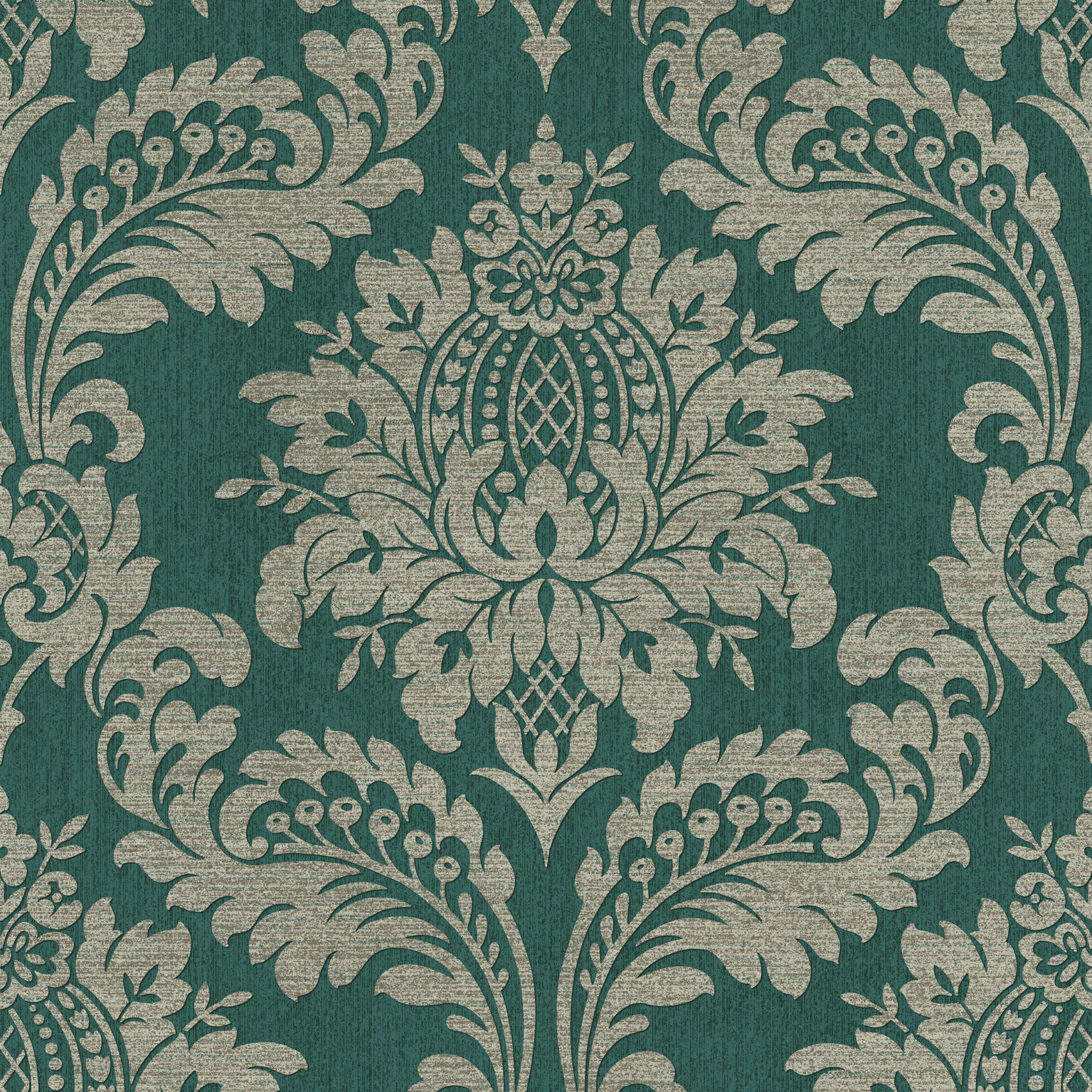 Boutique Archive Damask Teal & Gold Wallpaper - 10m x 52cm